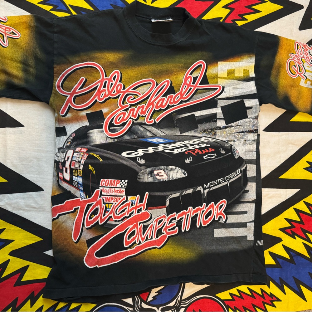 Vintage Chase Authentics Dale Earnhardt Tough Competitor AOP T Shirt Size M